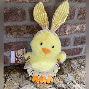 Rae Dunn Easter Chick sitter Peep - Bendable ears and holding banner “EASTER” -